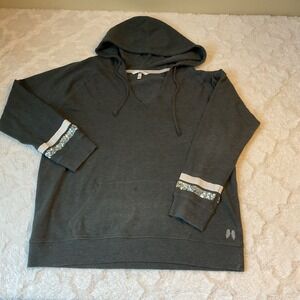 Victoria's Secret Grey Hoodie Love Sequins Sparkle V Neck Long Sleeve Women's L